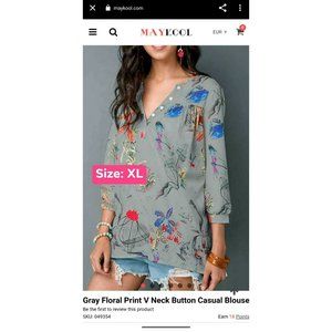 Floral V neck blouse 100% Polyester